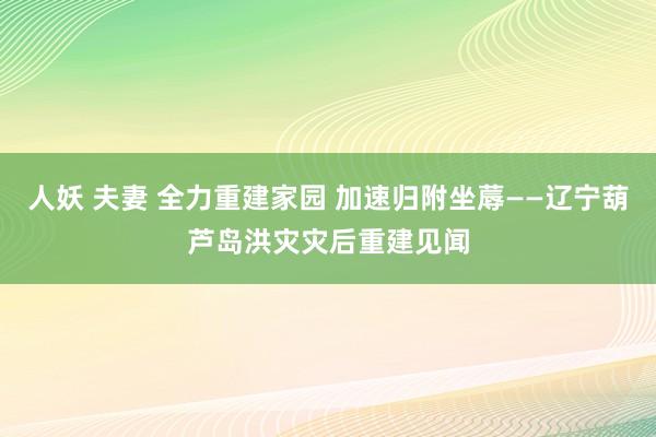 人妖 夫妻 全力重建家园 加速归附坐蓐——辽宁葫芦岛洪灾灾后重建见闻