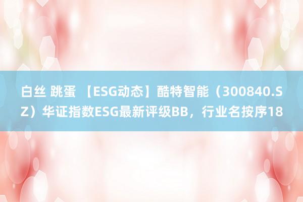 白丝 跳蛋 【ESG动态】酷特智能（300840.SZ）华证指数ESG最新评级BB，行业名按序18