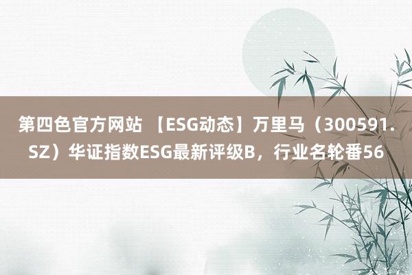 第四色官方网站 【ESG动态】万里马（300591.SZ）华证指数ESG最新评级B，行业名轮番56