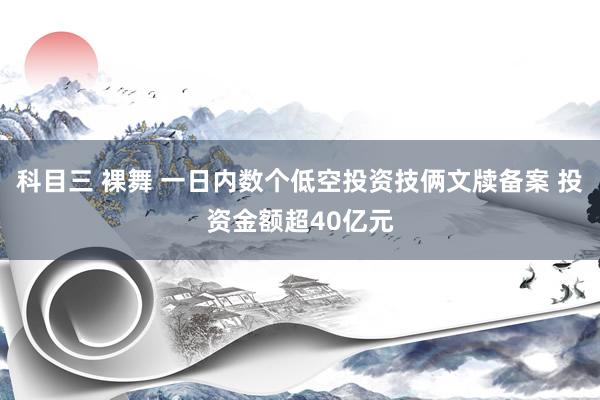 科目三 裸舞 一日内数个低空投资技俩文牍备案 投资金额超40亿元