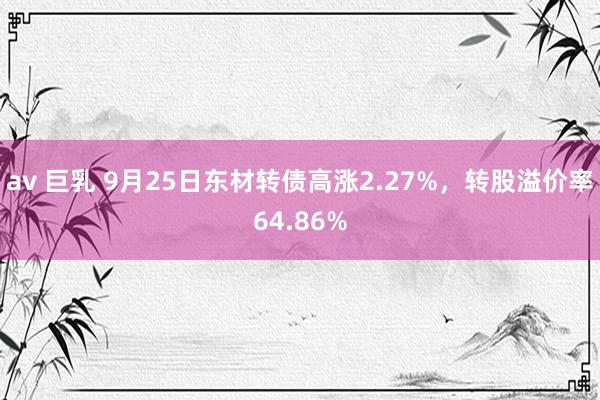 av 巨乳 9月25日东材转债高涨2.27%，转股溢价率64.86%