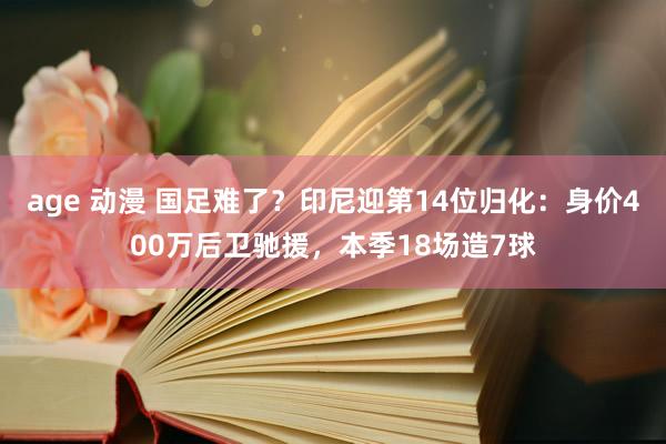 age 动漫 国足难了？印尼迎第14位归化：身价400万后卫驰援，本季18场造7球