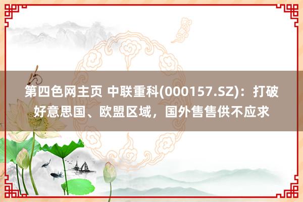 第四色网主页 中联重科(000157.SZ)：打破好意思国、欧盟区域，国外售售供不应求