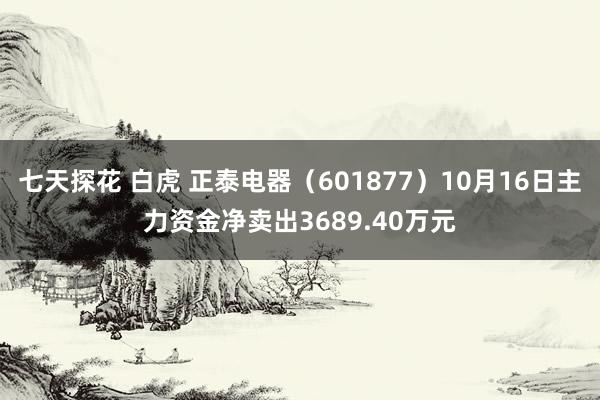 七天探花 白虎 正泰电器（601877）10月16日主力资金净卖出3689.40万元