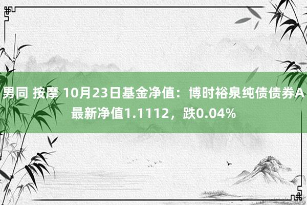 男同 按摩 10月23日基金净值：博时裕泉纯债债券A最新净值1.1112，跌0.04%