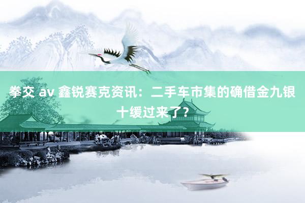 拳交 av 鑫锐赛克资讯：二手车市集的确借金九银十缓过来了？