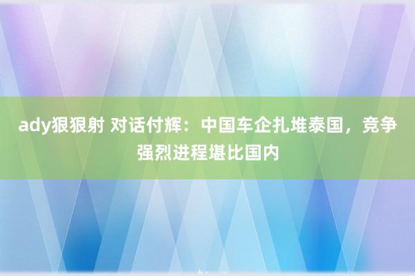 ady狠狠射 对话付辉：中国车企扎堆泰国，竞争强烈进程堪比国内