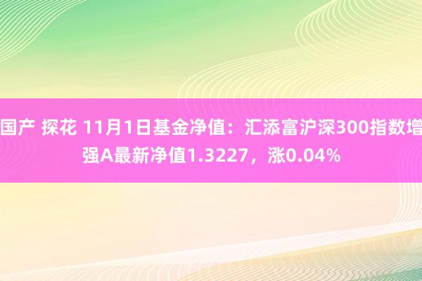 国产 探花 11月1日基金净值：汇添富沪深300指数增强A最新净值1.3227，涨0.04%