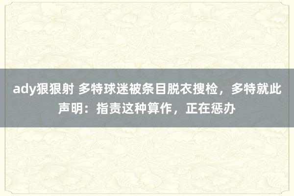 ady狠狠射 多特球迷被条目脱衣搜检，多特就此声明：指责这种算作，正在惩办