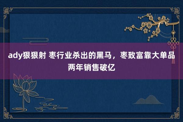 ady狠狠射 枣行业杀出的黑马，枣致富靠大单品两年销售破亿