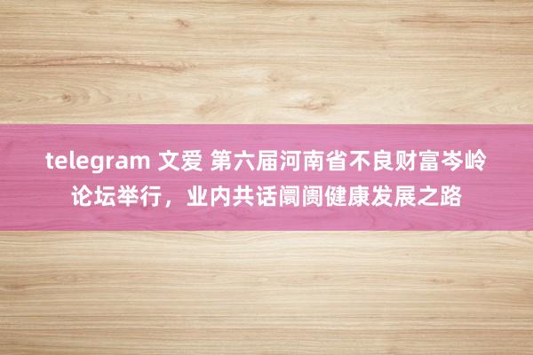 telegram 文爱 第六届河南省不良财富岑岭论坛举行，业内共话阛阓健康发展之路