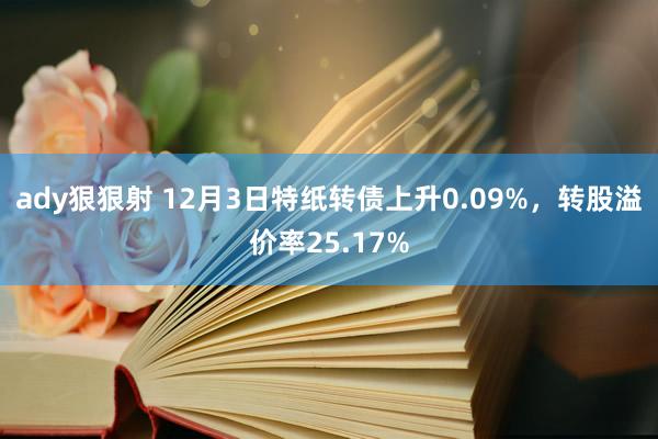 ady狠狠射 12月3日特纸转债上升0.09%，转股溢价率25.17%