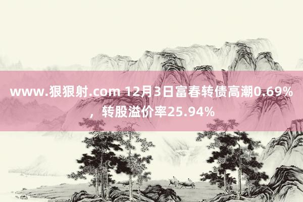 www.狠狠射.com 12月3日富春转债高潮0.69%，转股溢价率25.94%