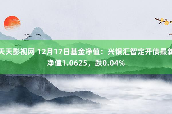 天天影视网 12月17日基金净值：兴银汇智定开债最新净值1.0625，跌0.04%