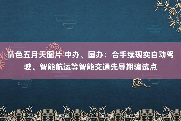 情色五月天图片 中办、国办：合手续现实自动驾驶、智能航运等智能交通先导期骗试点