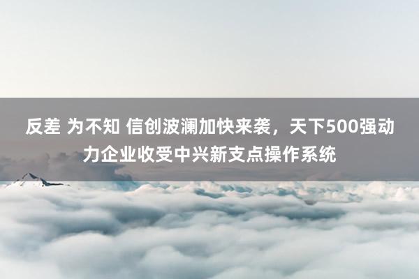 反差 为不知 信创波澜加快来袭，天下500强动力企业收受中兴新支点操作系统