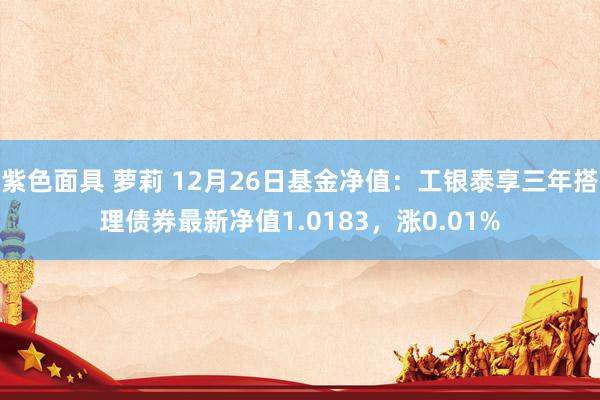 紫色面具 萝莉 12月26日基金净值：工银泰享三年搭理债券最新净值1.0183，涨0.01%