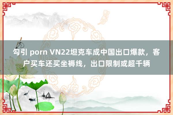 勾引 porn VN22坦克车成中国出口爆款，客户买车还买坐褥线，出口限制或超千辆