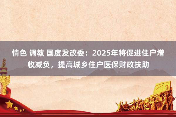 情色 调教 国度发改委：2025年将促进住户增收减负，提高城乡住户医保财政扶助