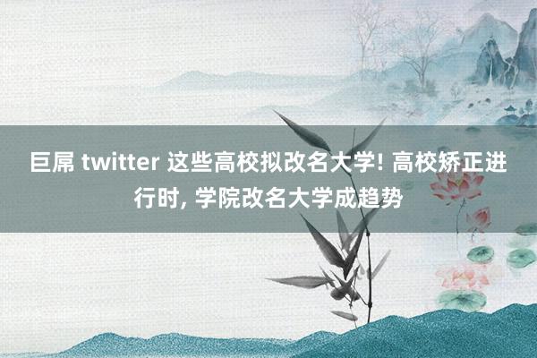 巨屌 twitter 这些高校拟改名大学! 高校矫正进行时， 学院改名大学成趋势