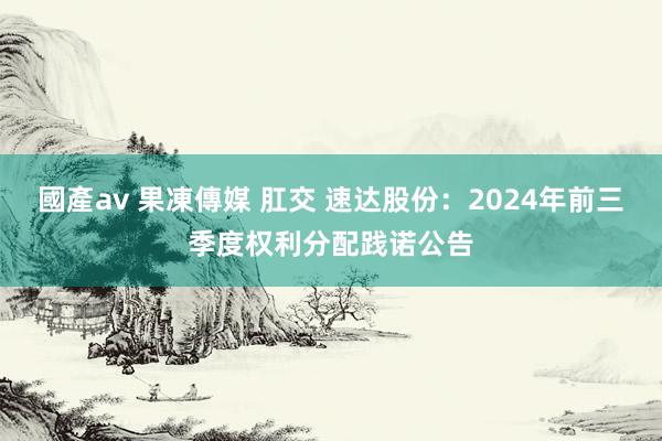 國產av 果凍傳媒 肛交 速达股份：2024年前三季度权利分配践诺公告